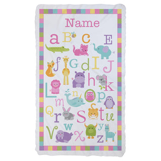 Pastel Colors Animal ABC Fuzzy Blanket