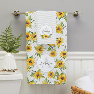 Sunflower Pattern Name & Initial Bath Towel