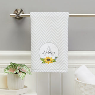 Sunflower Pattern Name & Initial Hand Towel