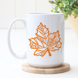 Fall Leaf with Name White Mug - 15 oz.