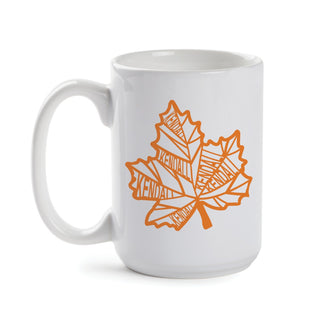 Fall Leaf with Name White Mug - 15 oz.