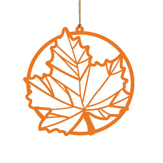 Fall Leaf Orange Wood Door Decor with Family Name