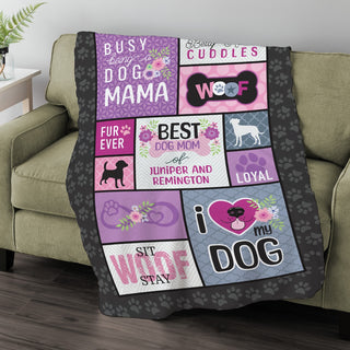 Best Dog Mom Ever Patchwork Style Fuzzy Blanket