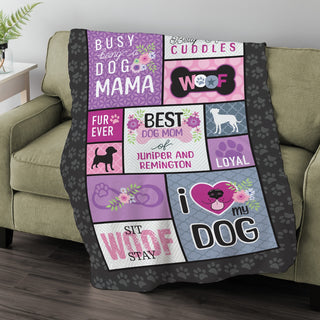 Best Ever Dog Mom Patchwork Style Fuzzy Blanket