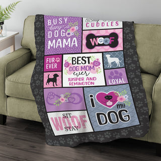 Best Dog Mom Ever Patchwork Style Fuzzy Blanket