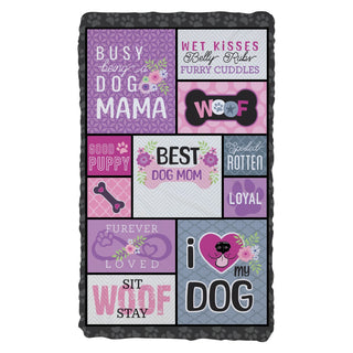 Best Dog Mom Ever Patchwork Style Fuzzy Blanket