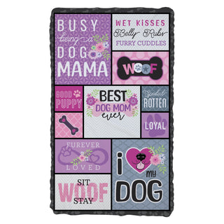 Best Dog Mom Ever Patchwork Style Fuzzy Blanket