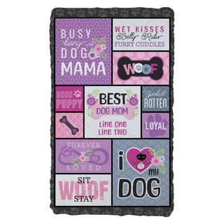 Best Dog Mom Ever Patchwork Style Fuzzy Blanket