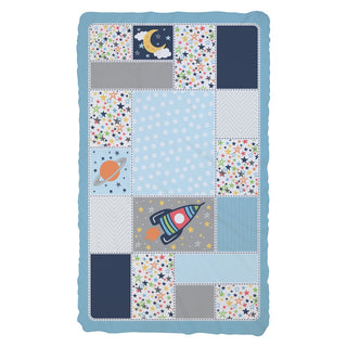 Name and Initial Star Patchwork Pattern Fuzzy Blanket - Blue