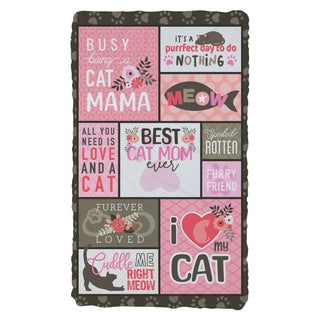Best Cat Mom Ever Patchwork Style Fuzzy Blanket