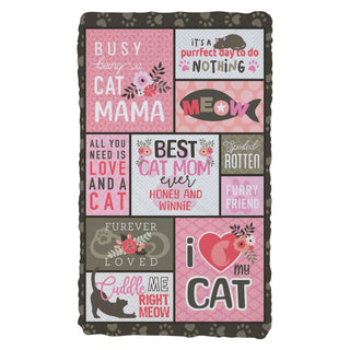 Best Cat Mom Ever Patchwork Style Fuzzy Blanket