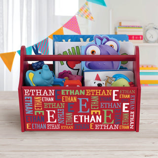 Initial & Name Pattern Red Toy Caddy
