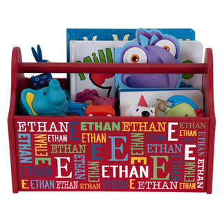 Initial & Name Pattern Red Toy Caddy