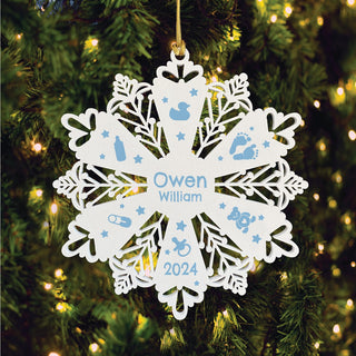 2024 Baby's First Christmas Wood Snowflake Ornament -Blue
