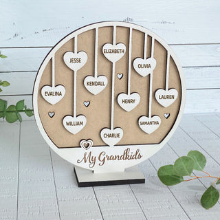 Hanging Hearts White Wood Plaque with Base