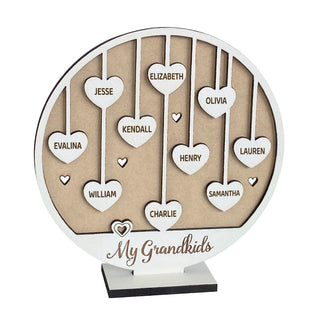 Hanging Hearts White Wood Plaque with Base