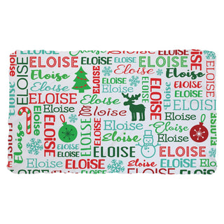 Christmas Name Pattern Fuzzy Blanket