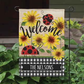 Welcome Ladybug and Sunflower Garden Flag