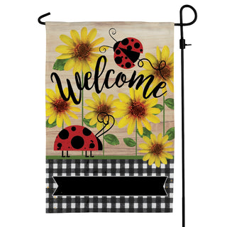 Welcome Ladybug and Sunflower Garden Flag