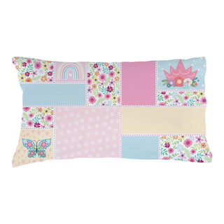 Name and Initial Floral Patchwork Pattern Pillowcase - Pink