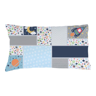 Name and Initial Star Patchwork Pattern Pillowcase - Blue