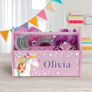 Floral Unicorn Pink Toy Caddy