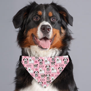 Cute Pink Dog Pattern Pet Bandana