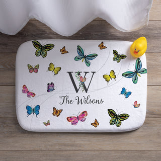 Beautiful Butterflies Bath Mat Name & Initial