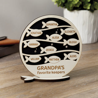 Grandpa's Keepers Fish Theme Layered Wood Keepsake