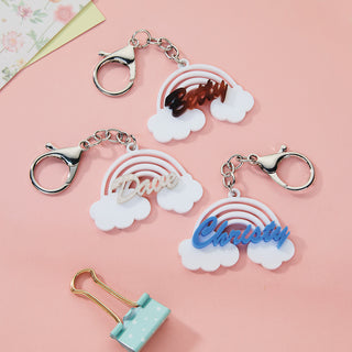 Acrylic Name and Clouds Keychain Gift