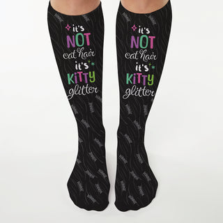 Its Not Cat Hair Its Kitty Glitter Tube Socks Personalized with Cat Name gift for cat lover