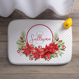 Holiday Poinsettia Name & Initial Bath Mat
