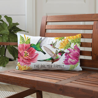 Hummingbird Design Lumbar Pillow Personalized