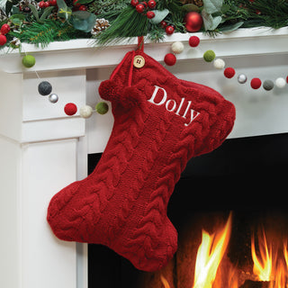 Red Cable Knit Bone Stocking