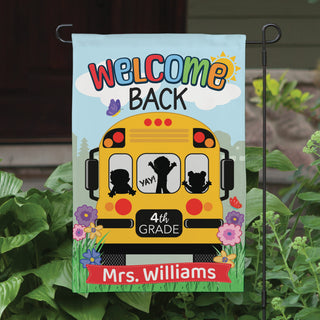 Welcome Back School Bus Garden Flag 12x18
