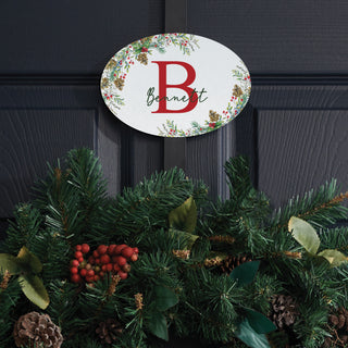 Christmas Pine Name & Initial Wreath Door Hanger