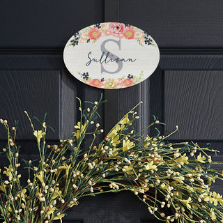Spring Floral Name & Initial Wreath Door Hanger