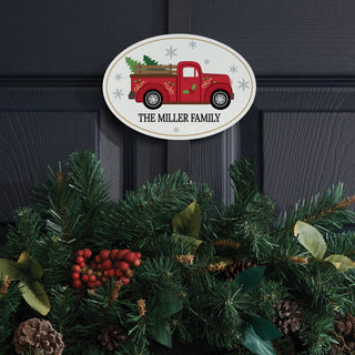 Holiday Red Truck Wreath Door Hanger
