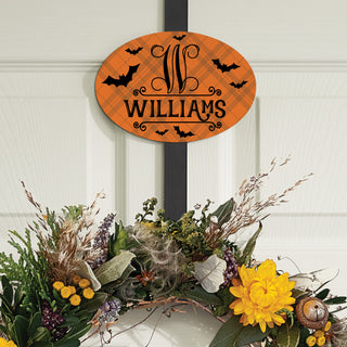 Halloween Bats Name & Initial Wreath Door Hanger