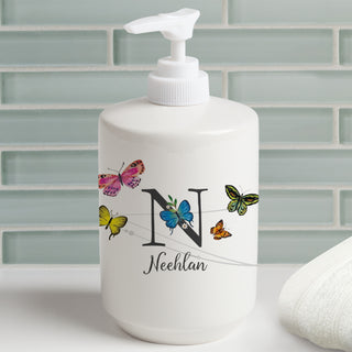 Beautiful Butterflies Pattern Name & Initial Soap Dispenser