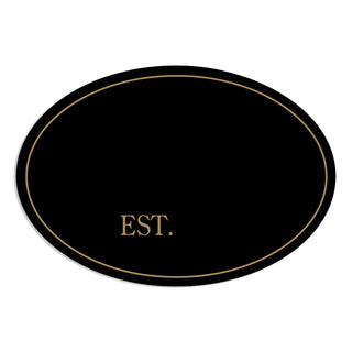 Family Name Black & Gold Oval Metal Plaque