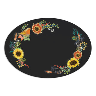 Fall Floral Name & Initial Oval Metal Plaque