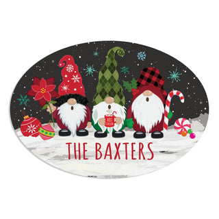 Holiday Gnomes Oval Metal Plaque