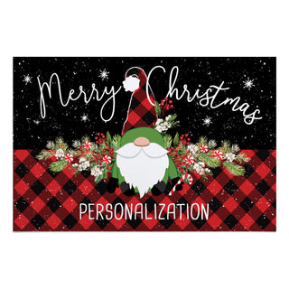 Merry Christmas Buffalo Check Gnome Doormat - 18x27 Inch, 1/4" Thick