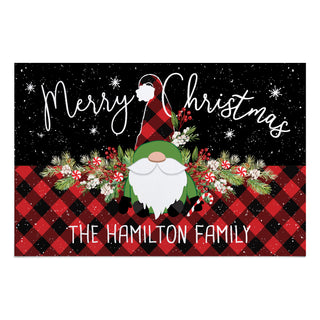 Merry Christmas Buffalo Check Gnome Doormat - 18x27 Inch, 1/8" Thin