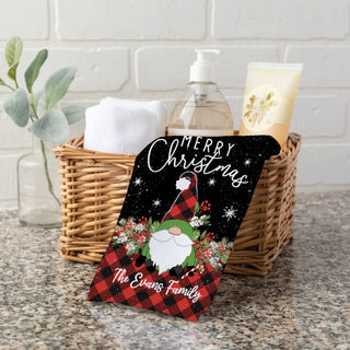 Merry Christmas Buffalo Check Gnome Hand Towel