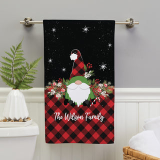 Black & Red Buffalo Check Gnome Bath Towel