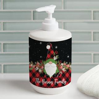 Black & Red Buffalo Check Gnome Soap Dispenser