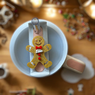 Gingerbread Man Tumber Name Tag for Beverages