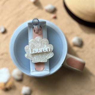 Personalized Tumbler Name Tag with Seashell